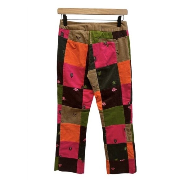 Lilly Pulitzer Patchwork Corduroy Pants Vintage White Label NEW Sz 0 Brown Green - Picture 14 of 14